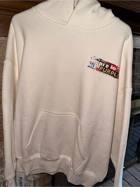 Purple Brand Cream Graphic Pullover Hoodie - Men